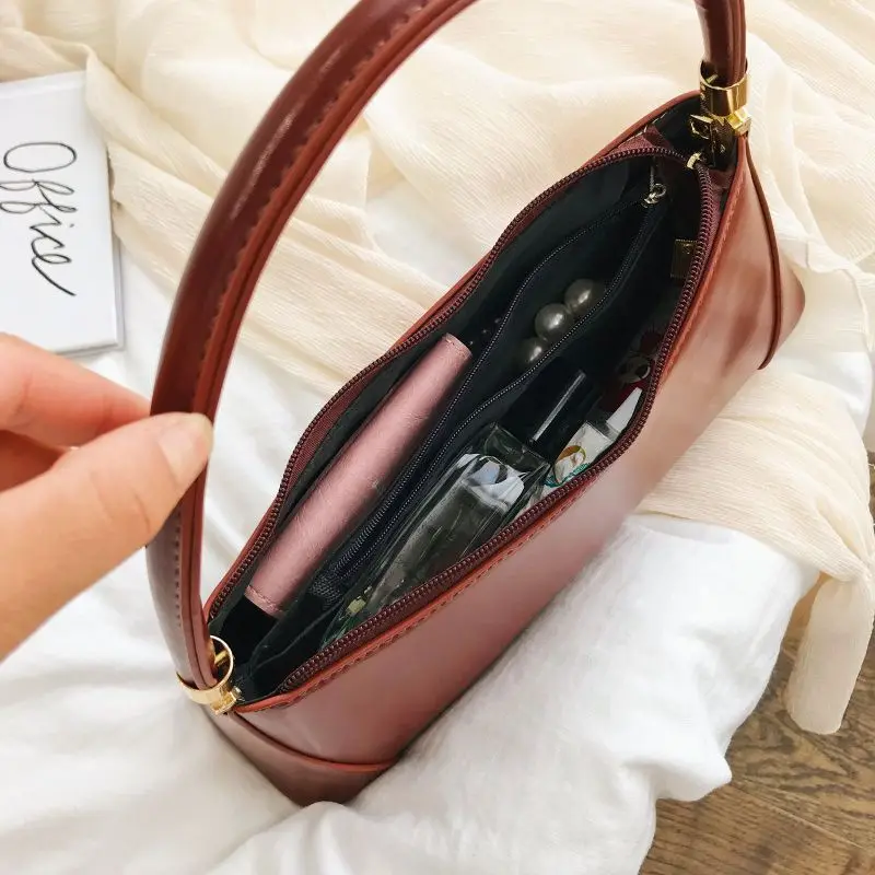 

Solid Color PU Leather Handbags For Women 2020 Shoulder Bag Female Small Elegant Totes Lady Handbag Luxury Hand Bag F-622