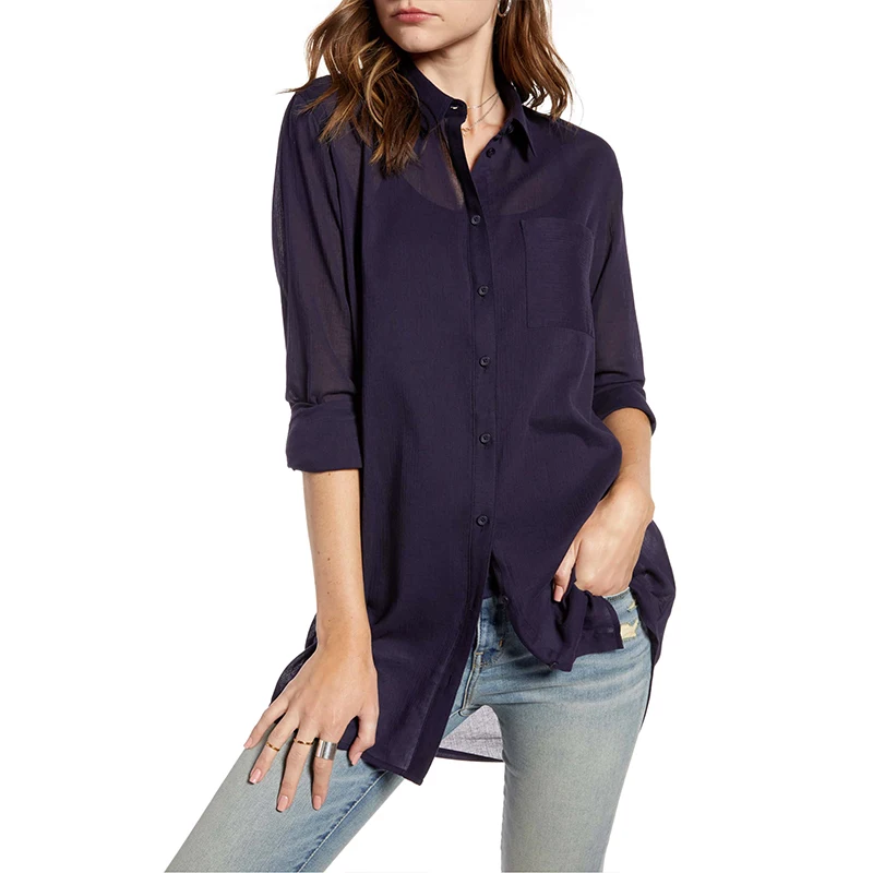 Новинка 2020 женская блузка рубашка Повседневная свободная базовая v образный