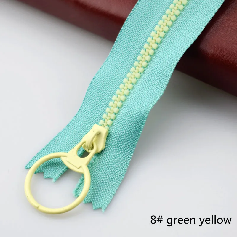 10 шт. Meetee 15-40 см 3# закрытый конец смолы молнии тяговое кольцо молния слайдер голова для шитья сумки кошелек ткань аксессуары ремесла - Цвет: 8 green