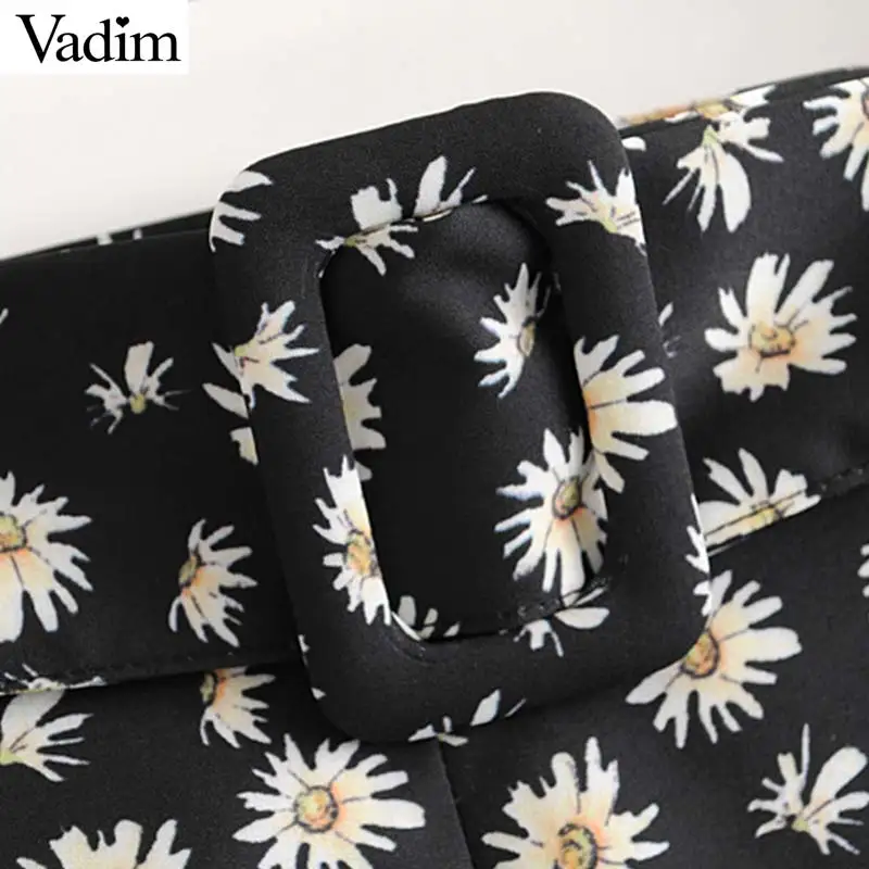 Vadim Женская Цветочная юбка миди с принтом ремень бантом боковой молнией Сплит