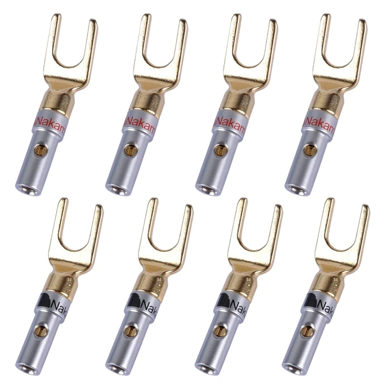 Y разъем 45 градусов Лопата Разъем для спикера провода DIY 8 пакет (4 черный 4 красный)