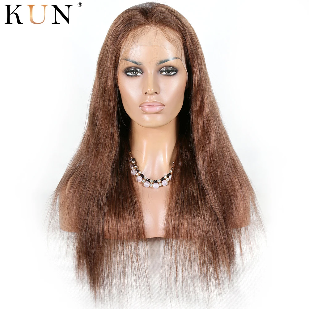 #6 каштановый коричневый прямой Омбре человеческие волосы парик 13x4 13x6 парики