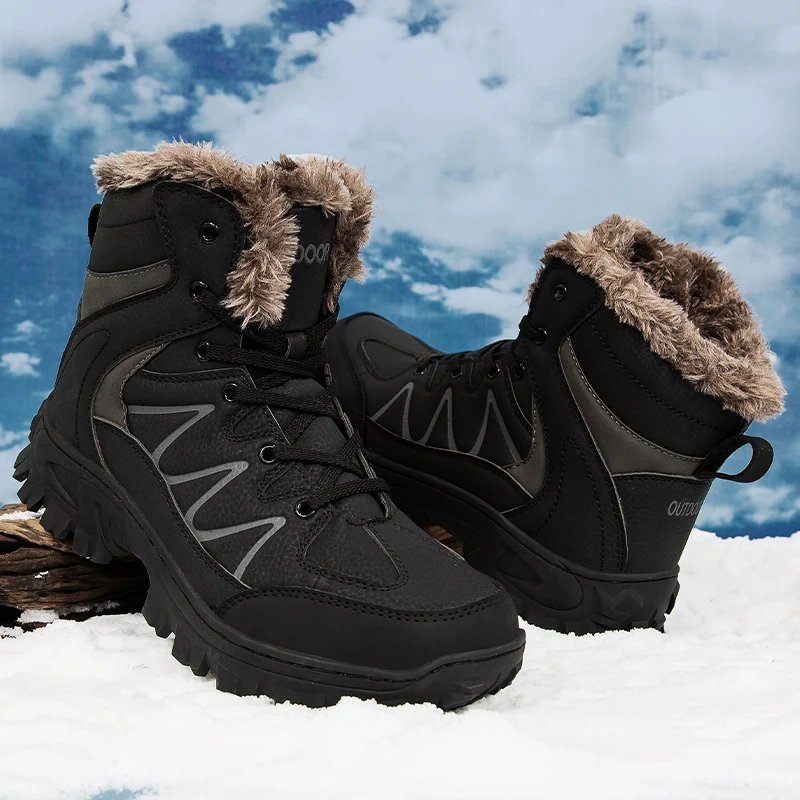 Jual Sepatu Bot Hiking Ukuran Besar 48 Baru Sepatu Bot Pergelangan Kaki Kerja Luar Ruangan Tahan Air Antiselip Bulu Hangat Luar Ruangan Pria Musim Gugur