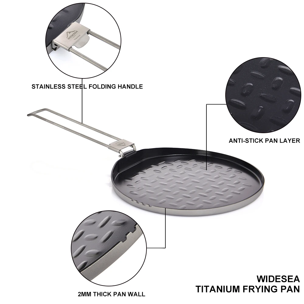 Widesea Titanium Nonstick Frying Pan Pot Bowl Camping Ultra-light Plate Tableware Cooking Utensils Bbq Picnic Cookware | Спорт и