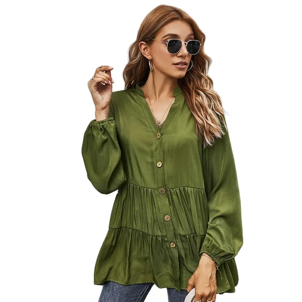 

Оригинальная женская одежда Осень-Зима Европейская и американская простая женская рубашка с v-образным вырезом