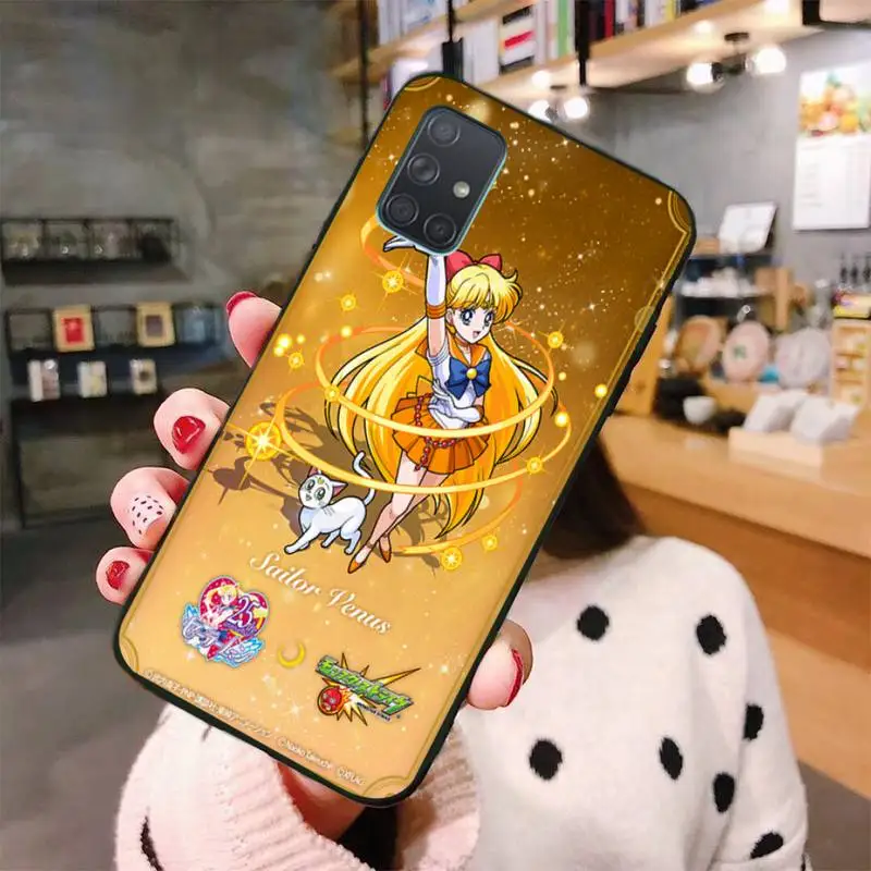 

Anime Sailor Moon Cover Black Soft Shell Phone Case For Samsung A10 A20 A30 A40 A50 A70 A80 A71 A51 A6 A8 2018
