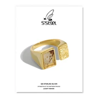 ssteel agate rings 925 sterling silver for women korean luxury geometric gold ring anillos de plata 925 de ley mujer jewellery