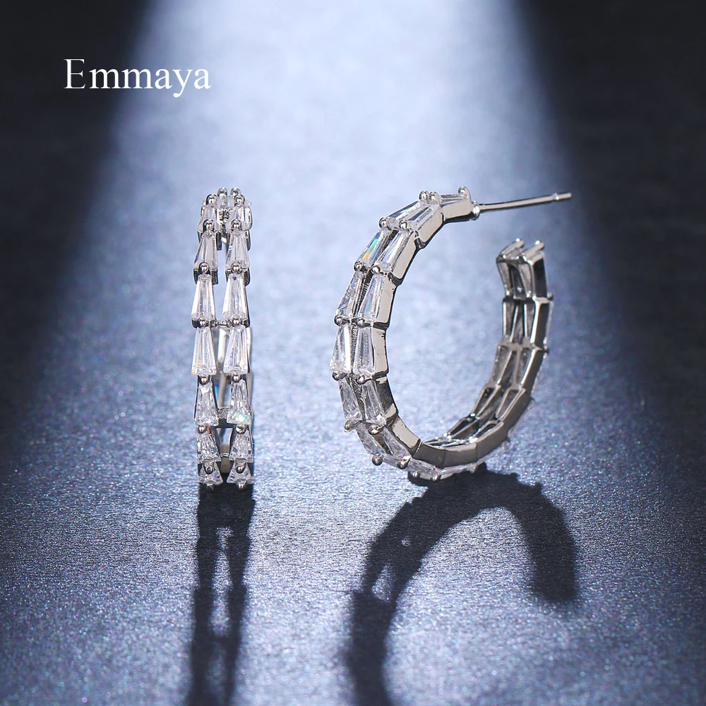 Женские двухслойные серьги Emmaya с прозрачным цирконием Элегантные украшения для