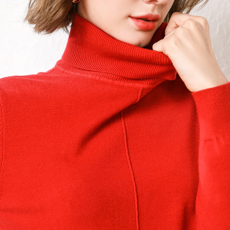 Autumn and winter turtleneck sweater women's knit bottoming short cashmere ALKMENE 2019 new warmth slim sexy thickening | Женская