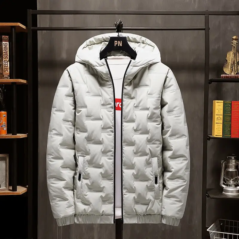 

2021 new autumn/winter youth down cotton-padded jacket men's leisure cotton-padded jacket with thick and down hooded jacket