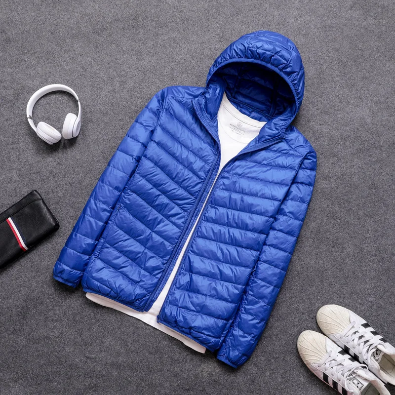 Men Thin New Down Jacket White Duck Down Ultralight Jackets 2021 Autumn And Winter Warm Solid Coats Portable Outwear