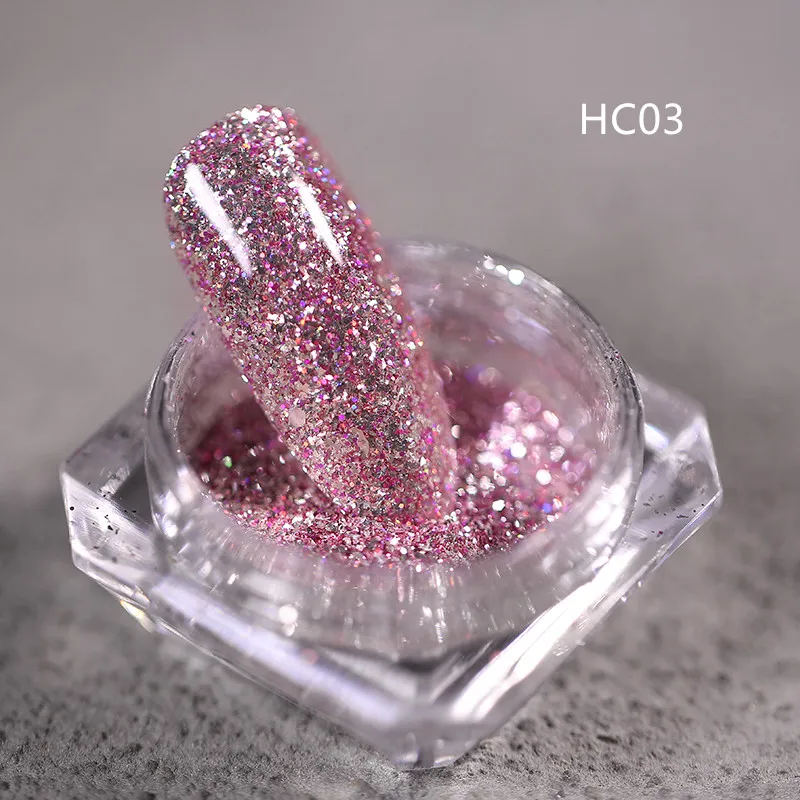 HC03 1 коробка блестящие Платиновые Блестки для ногтей Лазерная Фольга для маникюра смешанные Блестки для ногтей блестки пудра для ногтей Советы украшения - Цвет: HC03