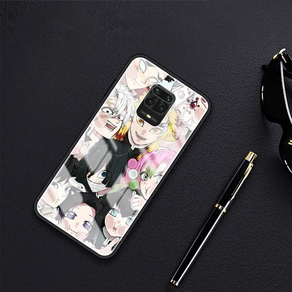 

Glass Case for Xiaomi Redmi Note 9S 8 9 8T 7 9C Phone Cover for Mi 10T Pro 9T 10 Lite Tempered Coque Anime Demon Slayer