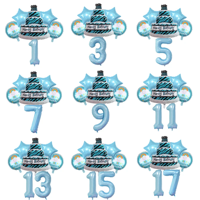 Сине розовый 40 дюймовый Гелиевый шар с цифрами и тортом украшение для дня