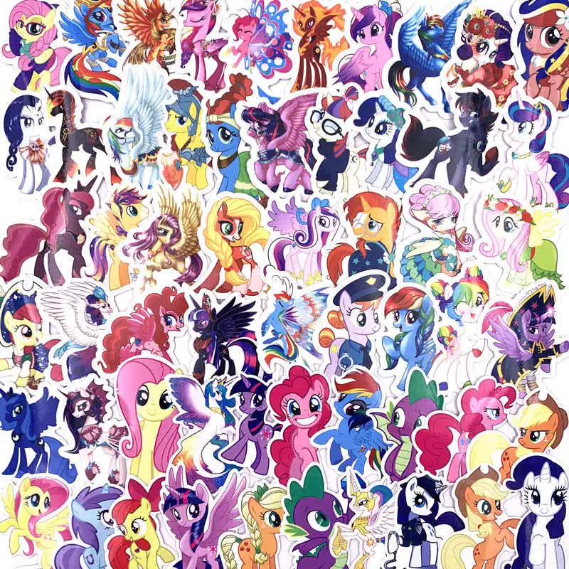 My little pony наклейки с куклами детские игрушки ПВХ не повторять граффити наклейки чемодан автомобиля загрузки гитары водонепроницаемый стикер - Цвет: XiaoMa 92PCS