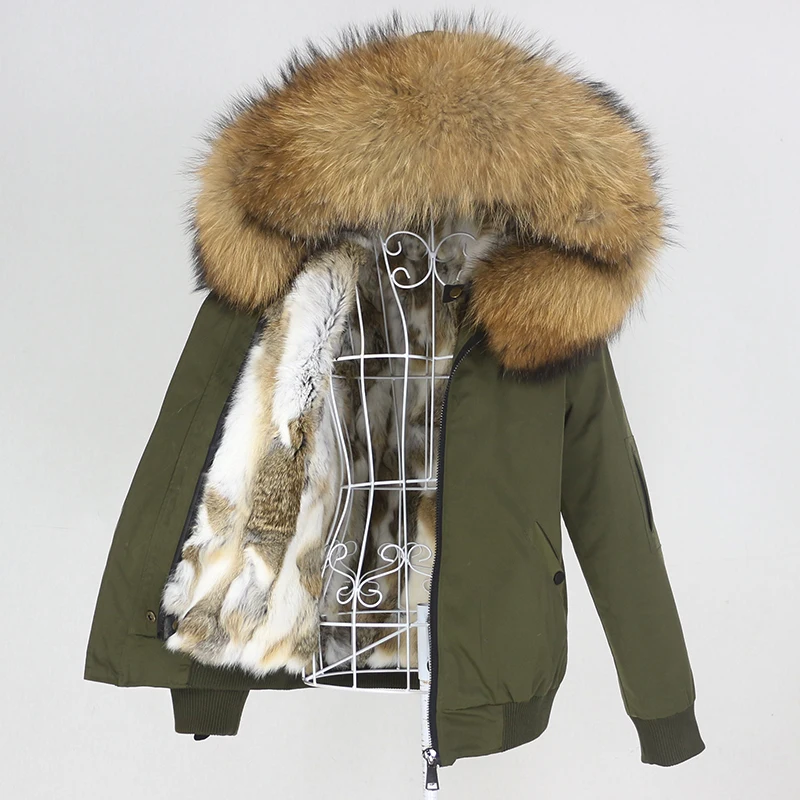 OFTBUY 2021 Waterproof Bomber Parka Winter Jacket Women Real Rabbit Fur Coat Natural Fox Raccoon Collar Hood Removable New | Женская