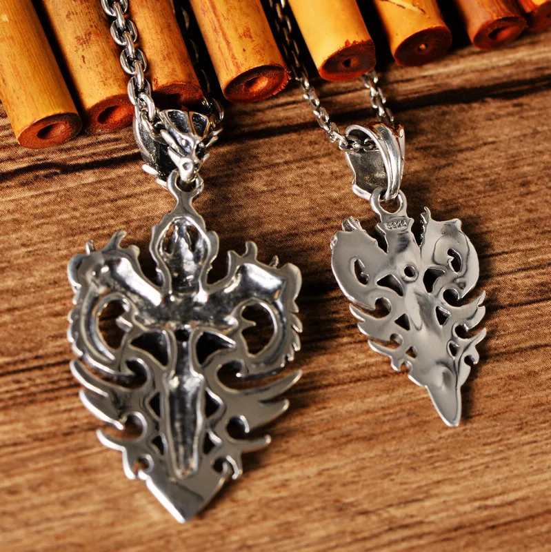 Punk 925 Sterling Silver Double Dragon Pendant with Sword for Men Boys Free Shipping | Pendants