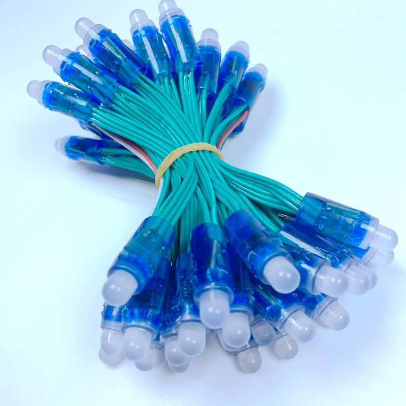 50pcs 12mm WS2811 Full Color LED Pixel Light Module DC 5V input IP68 waterproof RGB color Digital Green Wire christmas | Лампы и