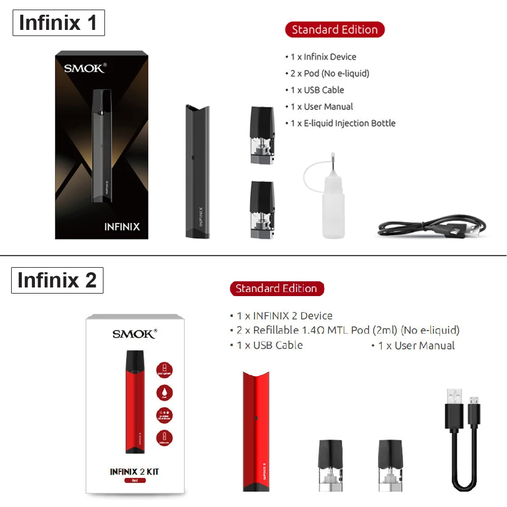Оригинальная электронная сигарета SMOK Infinix 1 2 в комплекте мини-Стик вейп-ручка