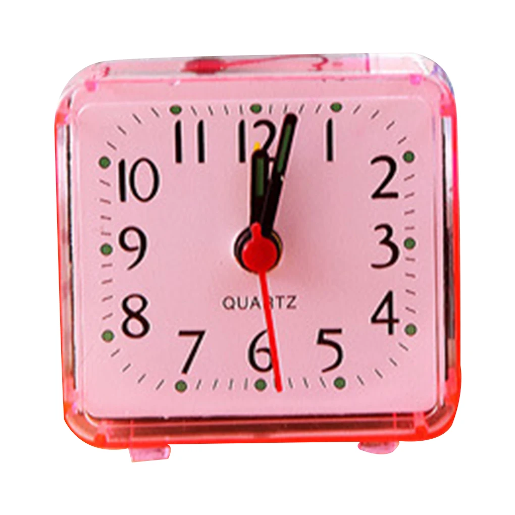 Square Small Bed Alarm Clock Transparent Case Compact Travel Cute Portable Children Student Table Desk | Дом и сад