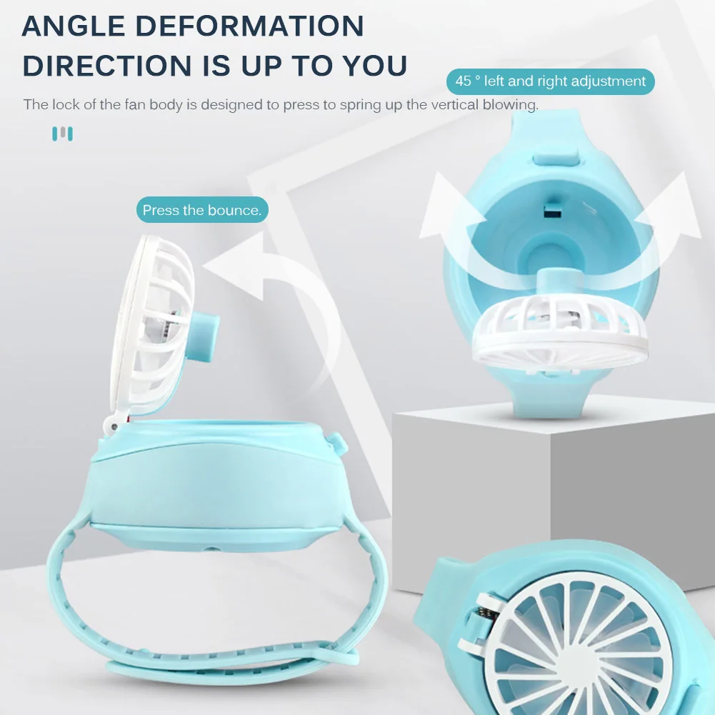 Портативный мини вентилятор перезаряжаемый через USB Электрический браслет