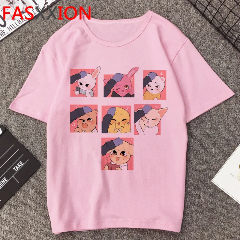 SkZoo Stray Kids K Pop Funny T Shirt Women K-pop Group Kawaii Anime Tshirt Kpop Fashion 90s Graphic Cute Top Tees Female | Женская
