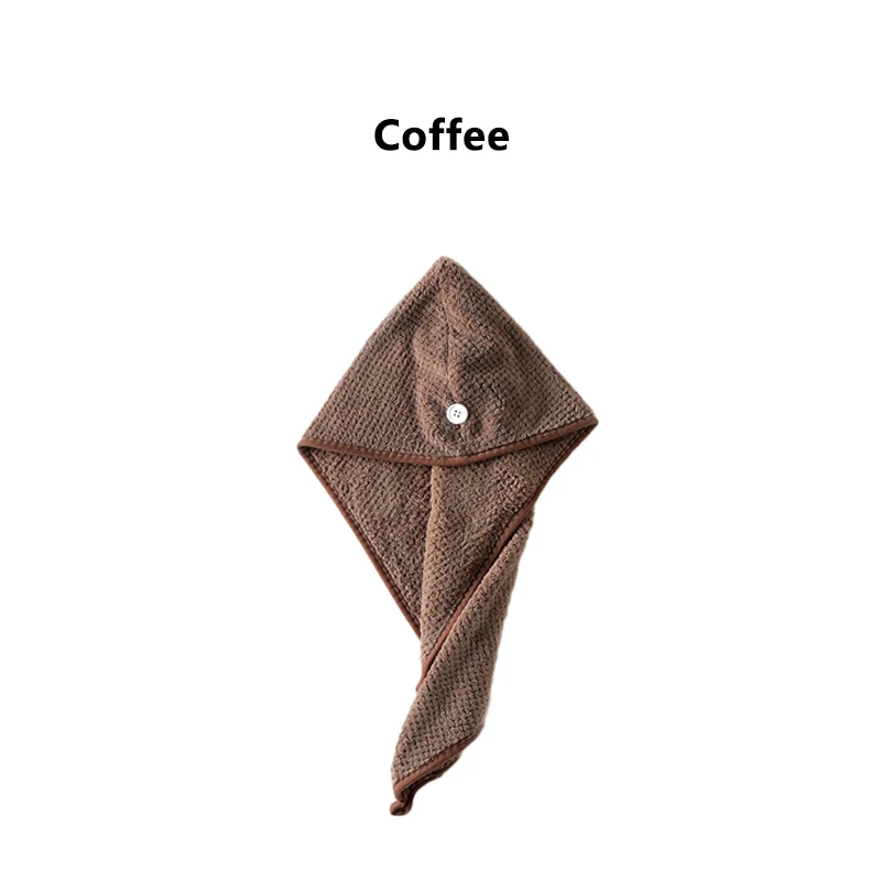 Coffee Впитывающее полотенце для сушки волос, тюрбан, шапочка для купания, банный халат, головной убор, шапочка для ванной, сухая шапка для волос, для ванной, товар, однотонные плюшевые шапки - Цвет: Coffee
