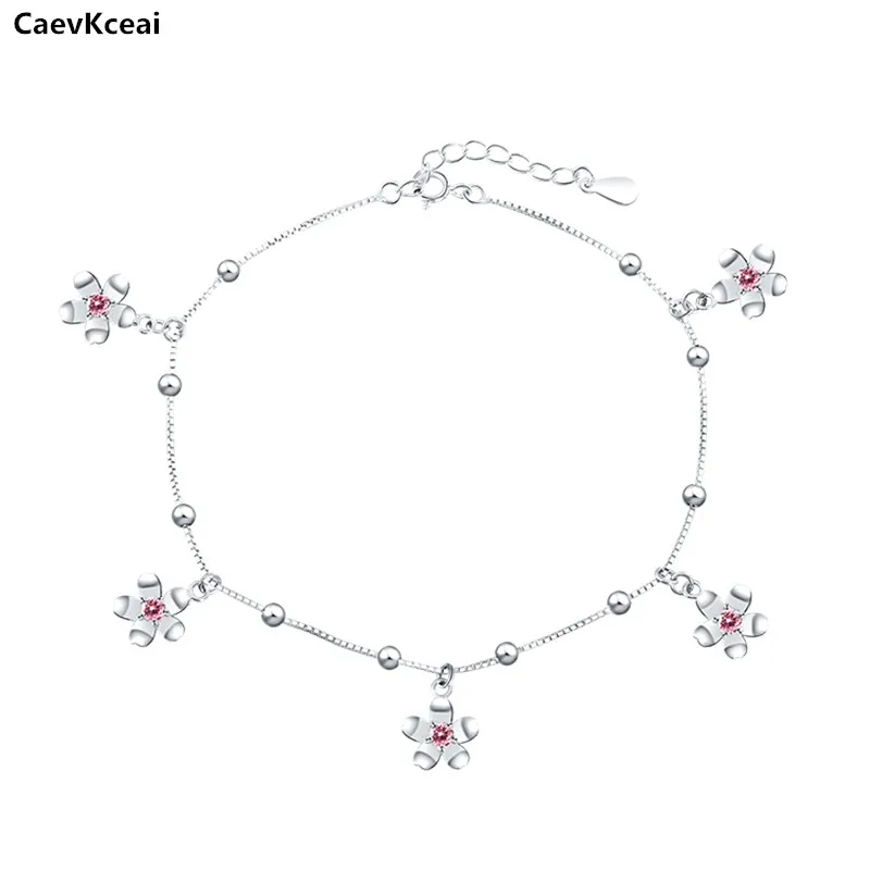 CaevKceai 100% 925 Твердые Настоящее серебро пробы Модные женские ювелирные изделия