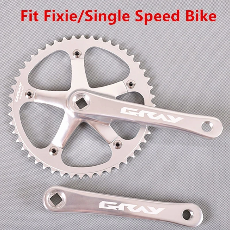 

Gray Fixed Gear Sprocket Wheel Silver 48T Racing Chainwheel Square Hole 165mm Aluminum Alloy Crankset Fit Single Speed Bike