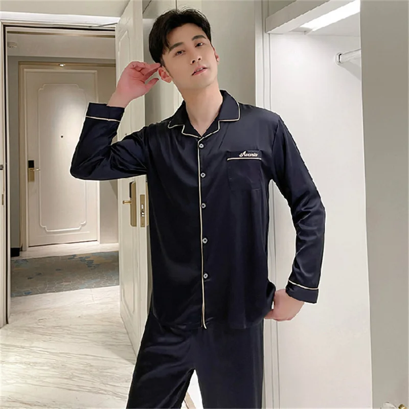 (Tops + Pants) Men's Pure Cotton Short Sleeve Pajamas Suit Casual Fashion Printed Loose Thin Lapel Cardigan Home Service 2021