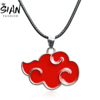 anime red cloud pendant necklace for women men akatsuki organization enamel red cloud chain necklace cosplay jewelry wholesale
