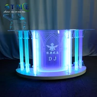aklike factory direct sale custom led light plexiglass church podium glass pulpit for ktv console bar acrylic conference lectern