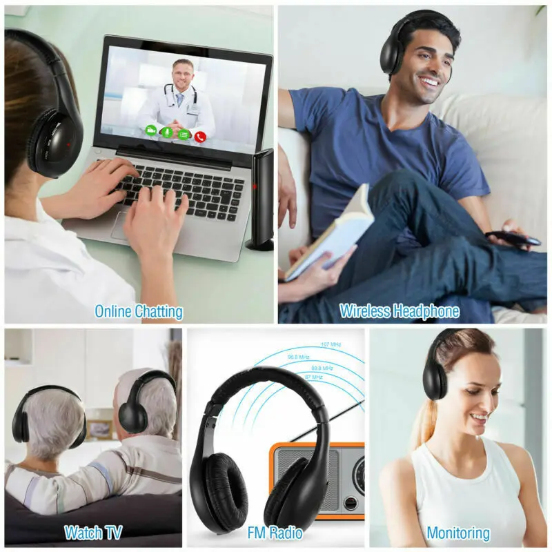 

2021 New Heavy Bass Noise Reduction Headsets Stereo Sports Earphone For TV DVD MP3 PC Black 5 In 1 Hi-Fi Wireless Headphone