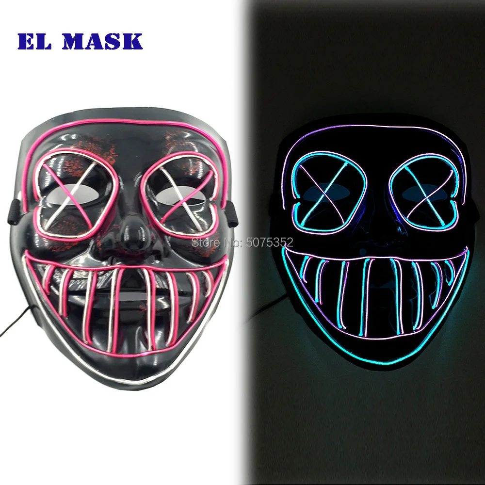 

Halloween Horror Face Light Up Mask Dark Hallway Haunted House led Scary Mask EL Wire Skull Mask Costume Props