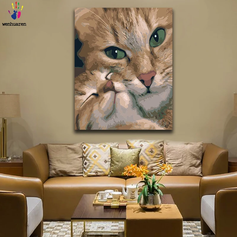 Краска по номерам художественная живопись кошка прекрасная гостиная спальня