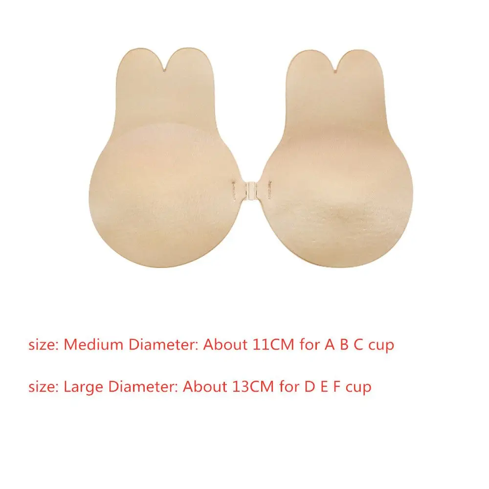 

1Pair Sticky Bra Adhesive Invisible Bra, Strapless Backless Reusable Bra Pull up Nipple Covers Rabbit Bra for Women