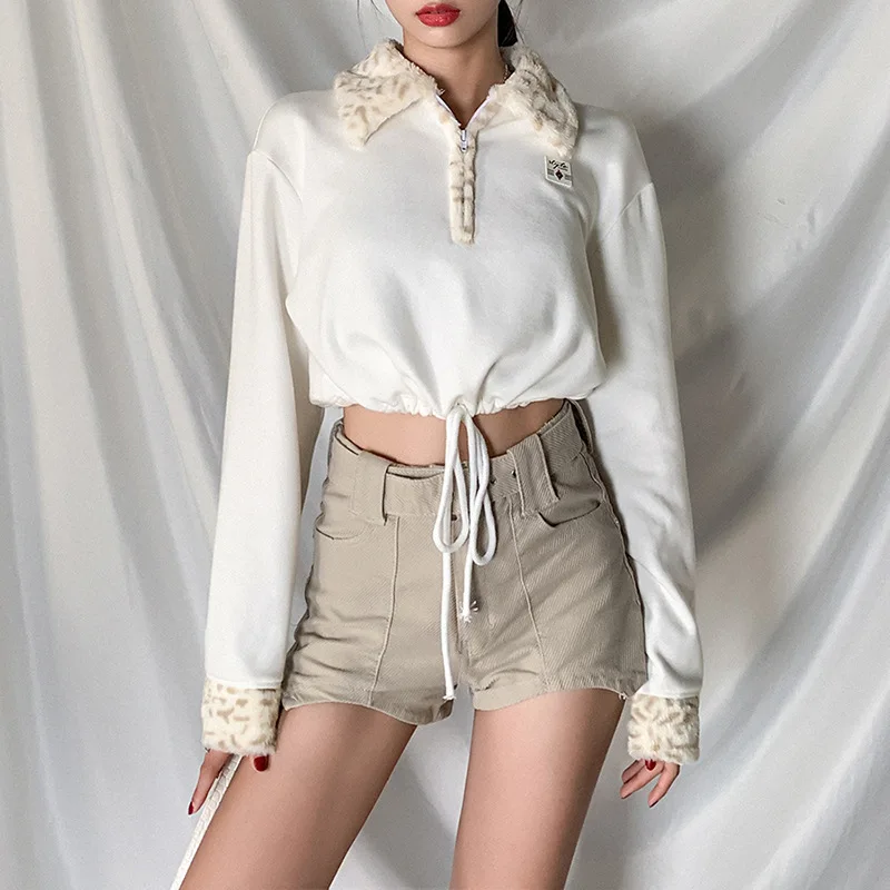 

Fashion Fall Sweatshirt Women Long Sleeve Fleece Warm Casual Turn-down Collar Jumpser Hoodies Female Autumn Winter Clothes