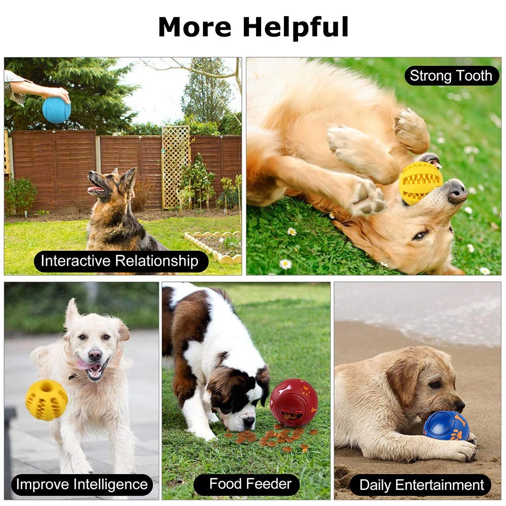 

3 Pcs Pet Toys For Dog Cat Food Dispenser Ball Of Food Extra-tough Rubber Ball Chew Ball Toy Puppy Cat Dog Chew Toy