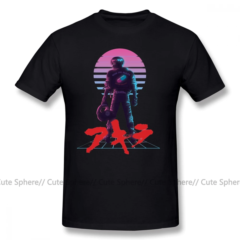 Акира футболка Акира 80 S вдохновленная футболка kaneda Мужская 6xl футболка хлопок короткий рукав пляж печатных милые футболки - Цвет: Black