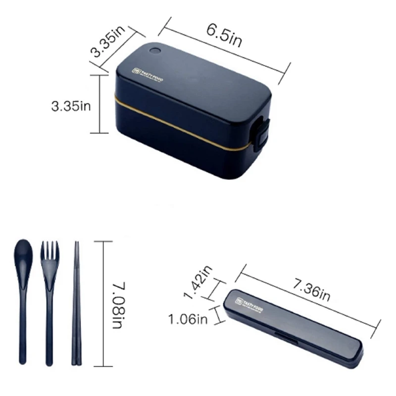 Ланч бокс 2 Ярусный набор столовых приборов Bento для детей и взрослых 850 мл|Коробки