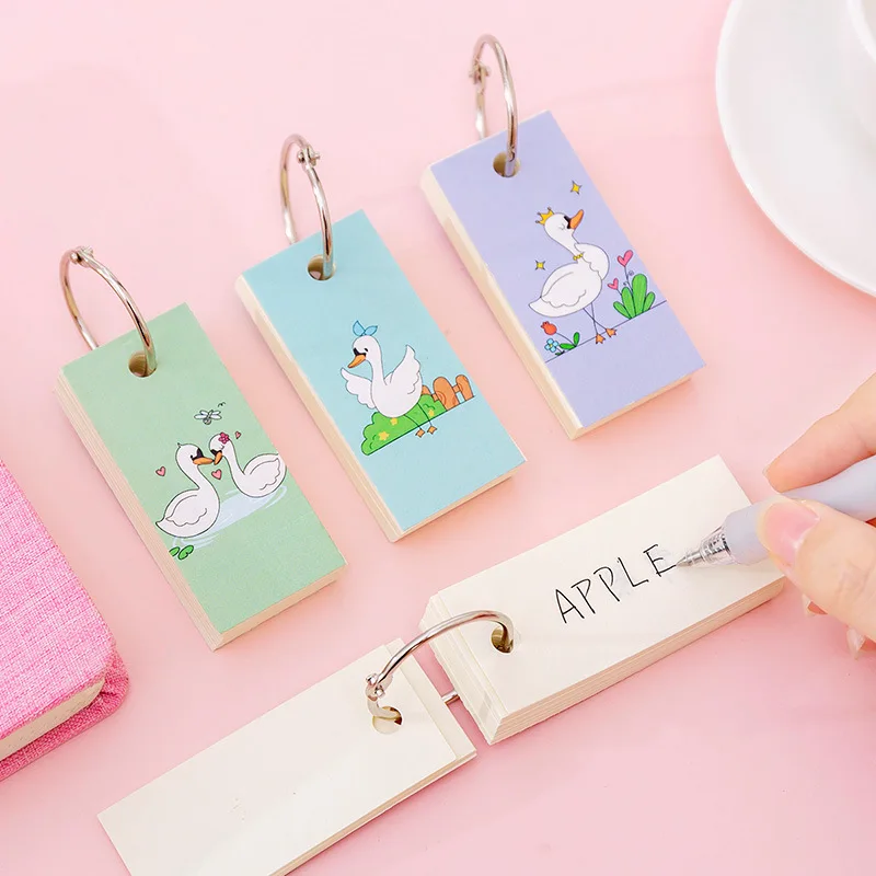 Корейский Kawaii Swan memo pad аниме-кольцо пустой блокнот милый флэш-индекс карты для