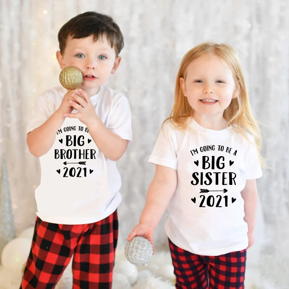 

I Am Going To Be A Big Brother/sister 2021 Kids Boys Girls Anouncement Tshirts Brothers Siters Family Looking Shirts Drop Ship