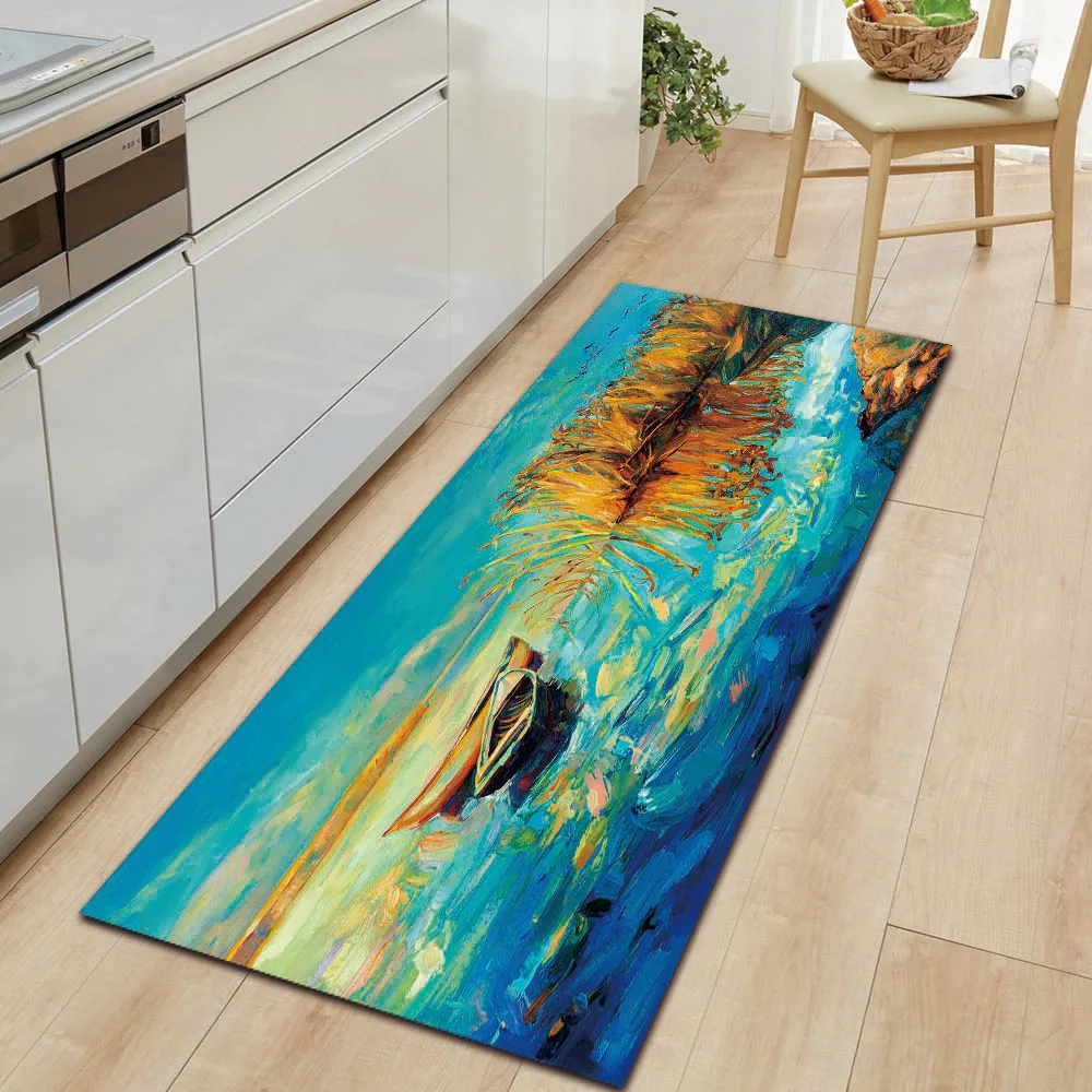 

Landscape Series Anti-Slip Oil Painting DoorMat Home Kitchen Mat Corridor Living Room Rug Indoor And Outdoor Decorative Carpet