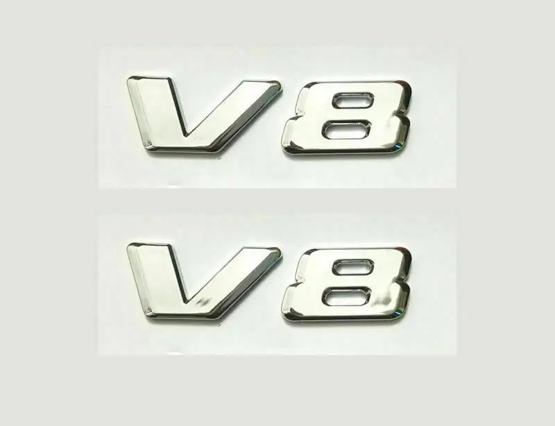 silver 2 шт. V8 буквы эмблема значка на багажник Стикеры 2 шт. для бензамид - Цвет: silver