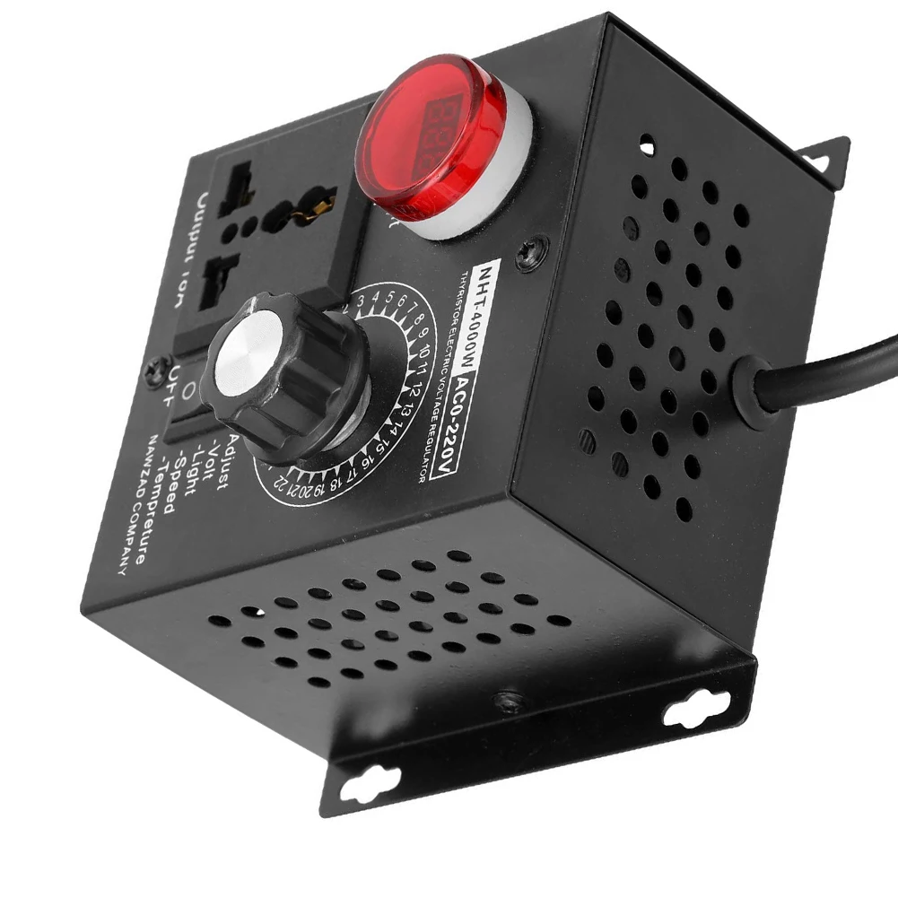 

Variable Voltage Controller SCR Electronic Voltage Regulator 4000W 220V Single Phrase Motor Fan Speed Adjuatable Dimmer