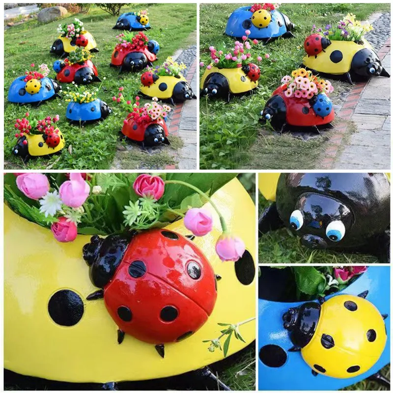 

New Simulation Ladybug Mini Craft Figurine Plant Pot Garden Ornament Miniature Fairy Garden Decor DIY accessories