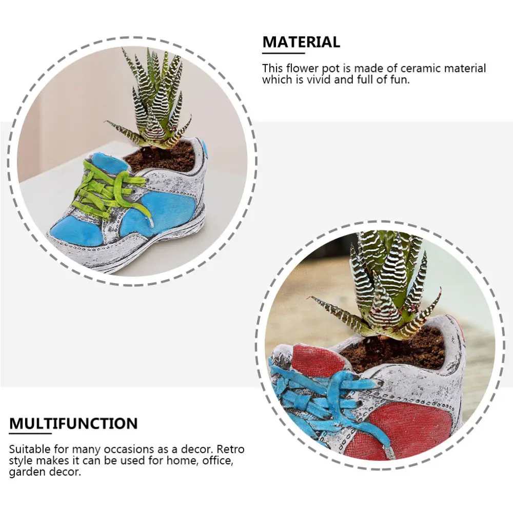 

2pcs Creative Shoe-shaped Flower Succulent Planter Bonsai Container Decoration