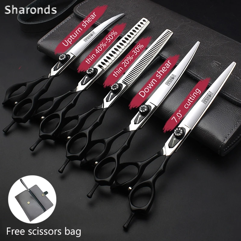 

7inch Hairdressing Scissors Japan 440C Hairstylist Special Scissors Barber Shop Scissors Non-slip Wear-resistant Sharp Free Logo