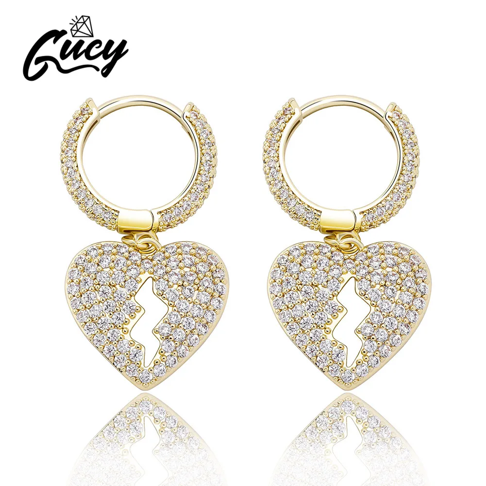 

GUCY Fashion Heart Women's Earrings High Quality Iced Out Cubic Zirconia Hip Hop Delicate Jewelry For Women Gift