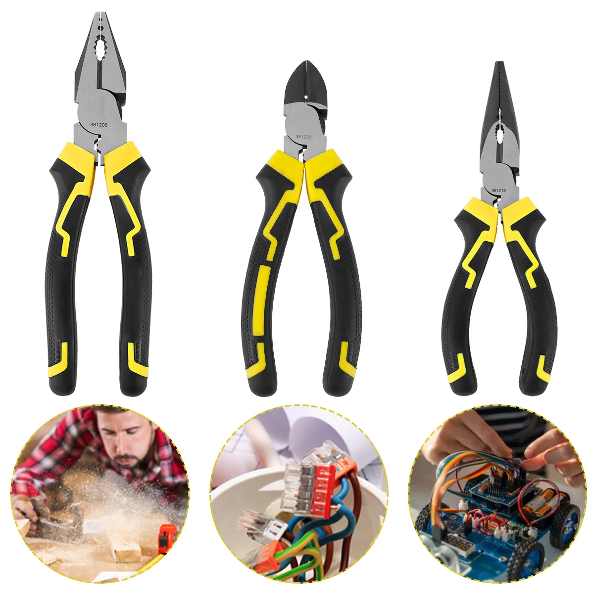 

Multifunctional High Carbon Steel Pliers Cable Wire Cutting Pliers Industrial Craftsman Carpenter 3pcs Universal Pliers Set